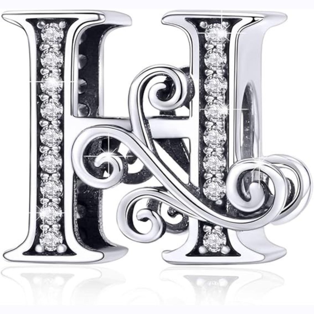 Letter H 925 Sterling Silver Initial Letter A-Z Charms